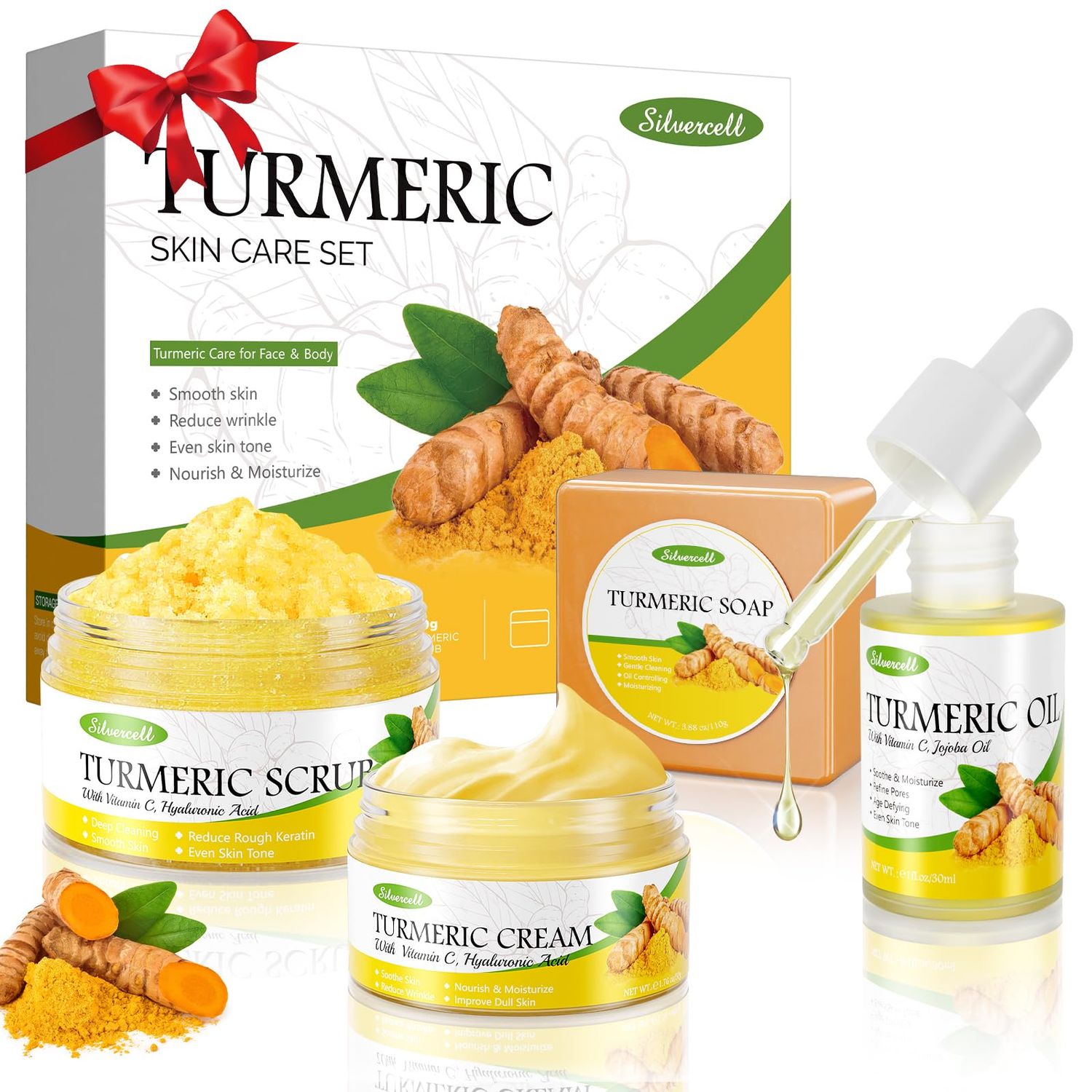 Valentines Day Gifts for Her, Turmeric Skin Care Set with Vitamin C, Skincare Gift Set Skin Care Kit for Anti-Aging Hydrating, Gifts for Women Skincare Set, Skin Care Routine Kit for Women Teen