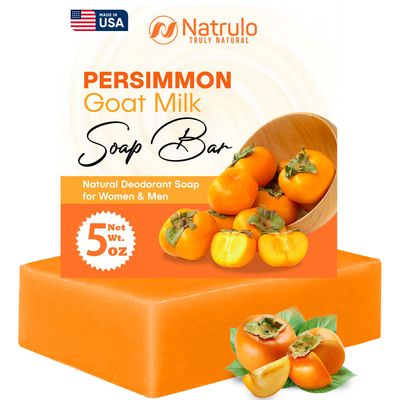 Persimmon Soap Bar for Body Odor Control - Purifying Deodorizing Body Wash with Goat Milk for Eliminating Nonenal Body Odor - Great for Skin Brightening, Natural Deodorant Soap for Men &amp; Women