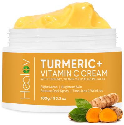 Turmeric Cream for Skin Brightening - All Natural Face &amp; Body Turmeric Skin Lotion - Turmeric Cleanses Skin, Fights Acne, Evens Tone, Marks, Sun Damage, &amp; Age Spots - Pure Turmeric Cream (Large)