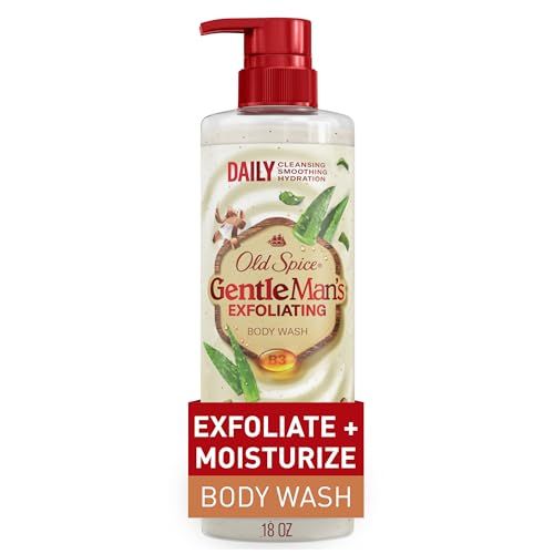 Old Spice GentleMans Exfoliating Body Wash for Men, 24/7 Moisturizing with Daily Use, Renewing Vitamin B3 Blend, Sandalwood &amp; Aloe Vera Scent, 18 fl oz