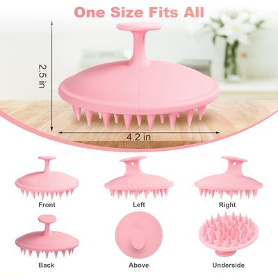 Meartchy Silicone Scalp Massager Shampoo Brush, Scalp Brush for Hair Growth & Dandruff Removal, Hair Scrubber Scalp Stimulator Exfoliator Brush with Soft Bristles for Wet Dry Scalp Care (Pink)