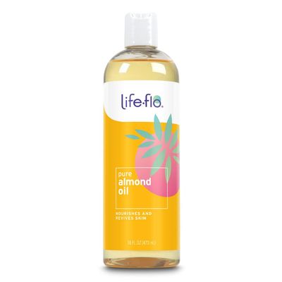 Life-flo Pure Almond Oil, Sweet Almond Oil for Skin Care, Hair Care and Massage, Aromatherapy Carrier Oil, Revitalizing and Moisturizing, No Fillers, 60-Day Guarantee, Not Tested on Animals, 16oz