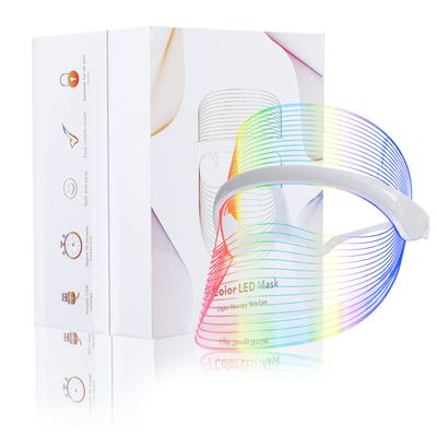 L E D Face Mask Light Therapy, 7 Colors L E D Light Therapy Mask, Red &amp; Blue Light Therapy for Face, Light Mask for Skin Care, Portable Rechargeable