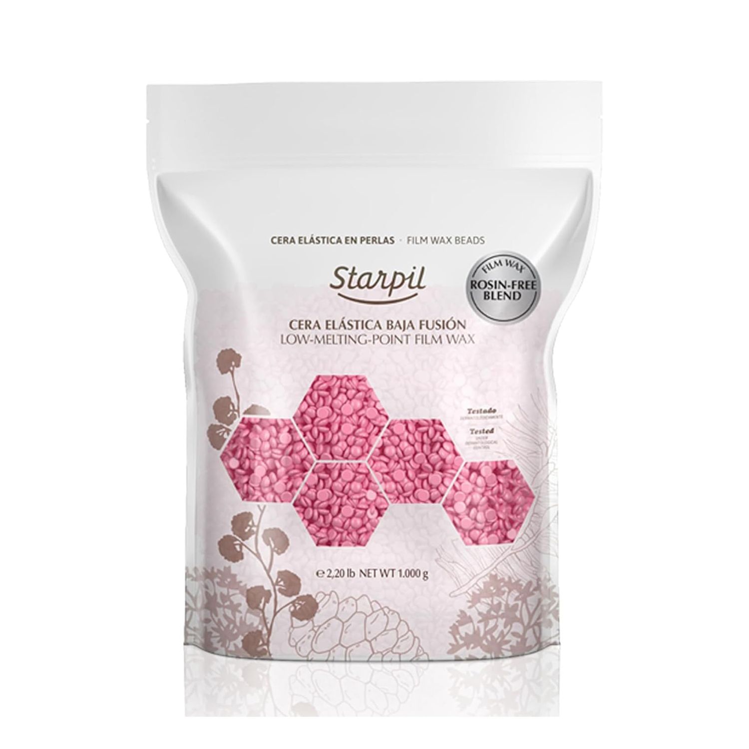 Starpil 500g/1.1 lb Rosin-Free Pink Hard Wax Beads - Painless Stripless Polymer Blend Bikini Wax for Face, Coarse Hair &amp; Sensitive Skin