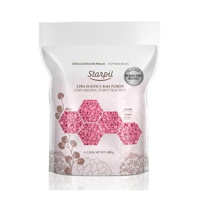 Starpil 500g/1.1 lb Rosin-Free Pink Hard Wax Beads - Painless Stripless Polymer Blend Bikini Wax for Face, Coarse Hair &amp; Sensitive Skin