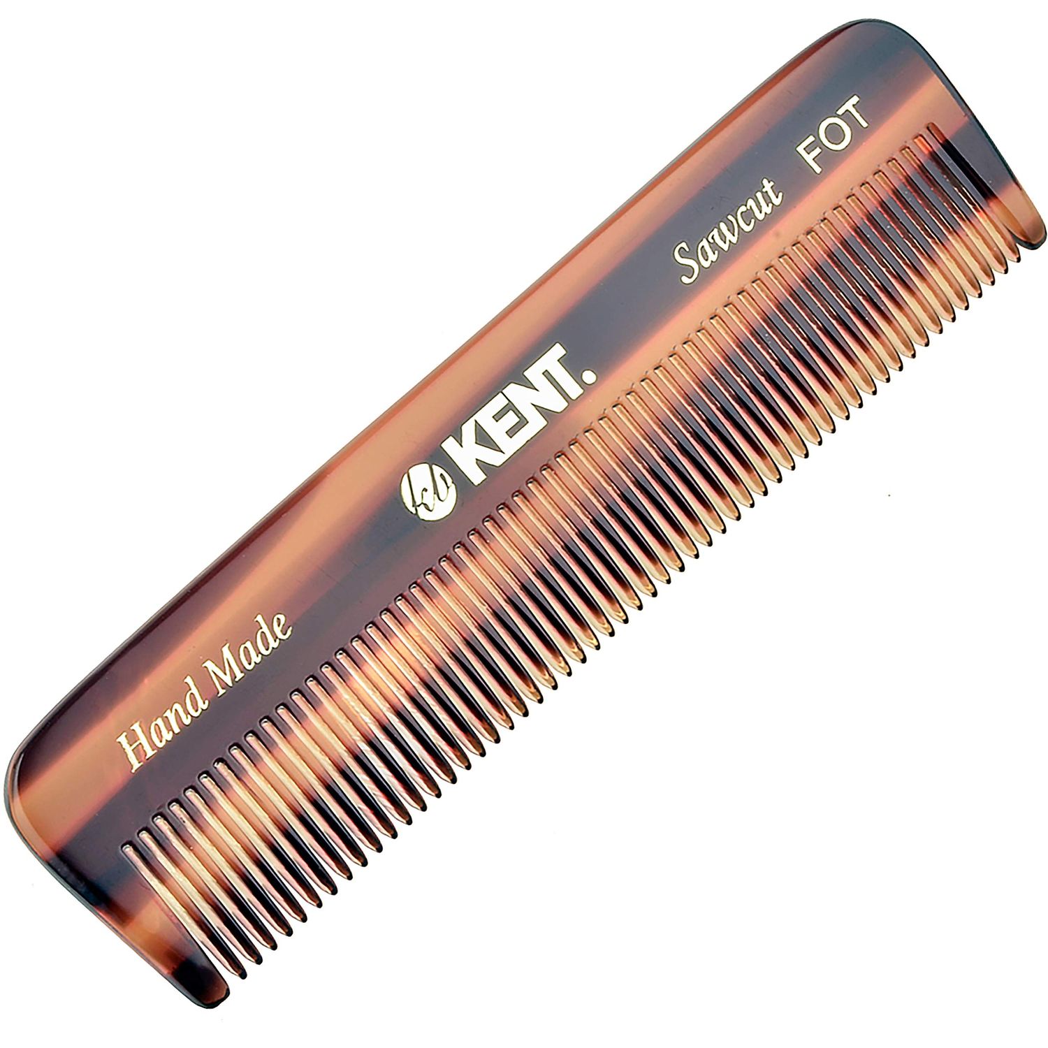 Kent FOT Handmade Fine Tooth Saw Cut Beard and Hair Comb - Pocket Travel Styling Comb for Fine or Thinning Hair, Beard Care Essential Kit