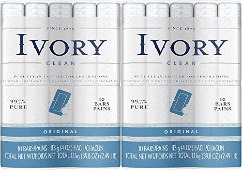 Ivory Clean Original Bar Soap, 4 Ounce, 10 Count (Pack of 2) Total 20 Bars