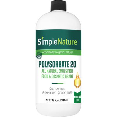 SimpleNature Polysorbate 20-32 fl oz - Food &amp; Cosmetic Grade - All Natural Emulsifier for Cooking, Skin Care, Bath, and More!