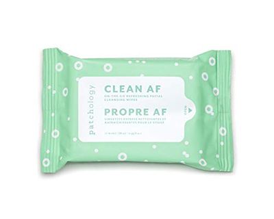 Patchology Clean AF Facial Cleansing Wipes - On-The-Go Refreshing Travel Size Face Wipes for Removing Dirt and Oil - Makeup Remover Wipes for Sensitive and Oily Skin (1 Pack)