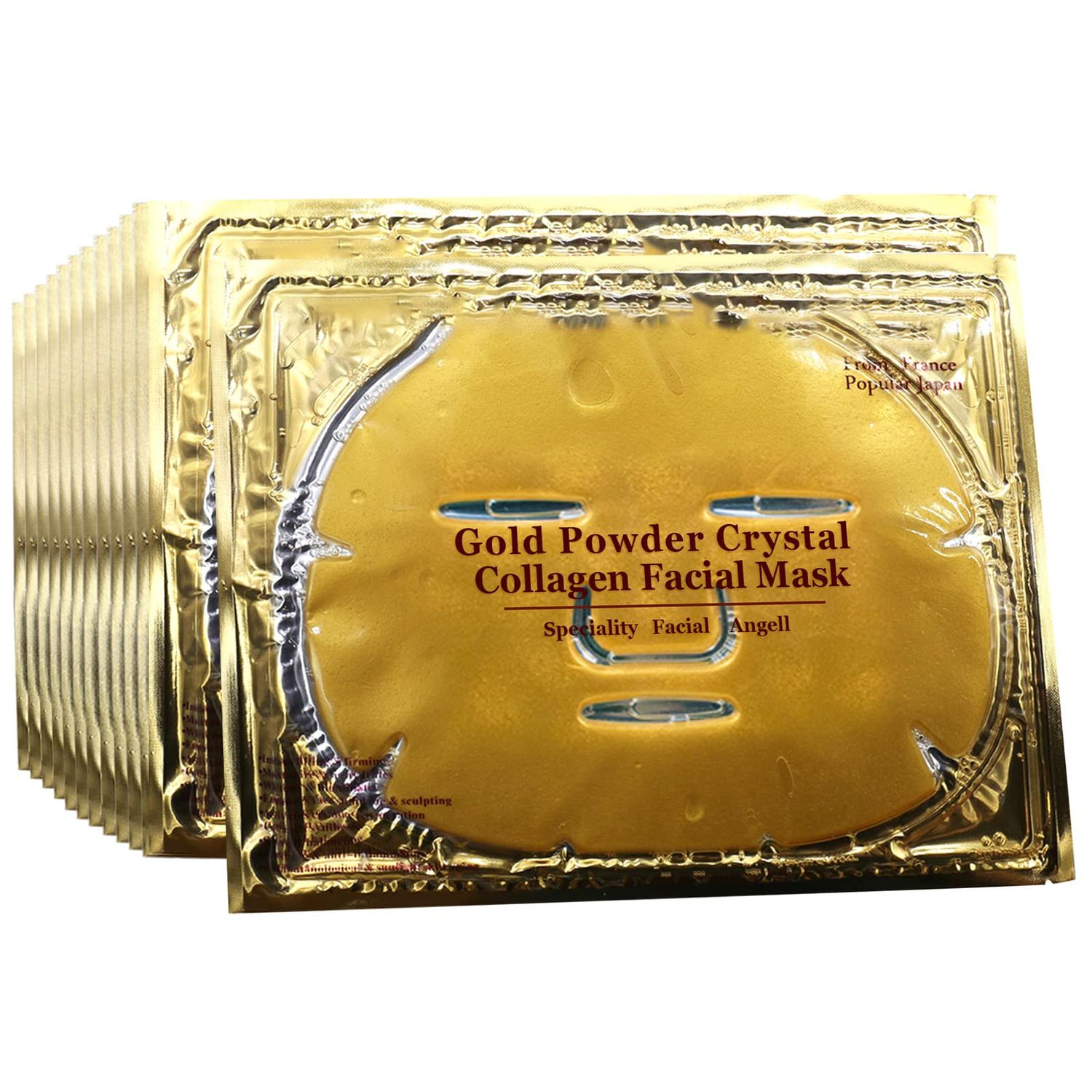 Permotary 12 PCS 24k Gold Crystal Gel Collagen Facial Masks, Treatment Deep Moisturizing Facial Masks For Anti Aging Puffiness Skincare Anti Wrinkle Tighten Skin &amp; Revitalize Skin