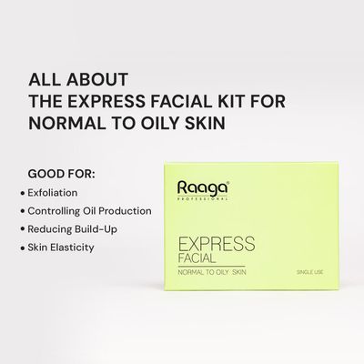 Raaga Professional Express Facial Kit, 1.23 Oz (35g) | for Normal to Oily Skin | Natural Skin Care Kit for Smooth, Soft, and Radiant Skin | for Her