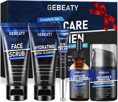 Mens Skin Care Kit,Deep Hydrate,Moisturize,Anti Aging &amp; Firming Men&#39;s Skincare Set for Wrinkles,Facial Skin Care Routine Kit Men Christmas Valentines Day Gifts for Him Boyfriend Husband Fathers Dad