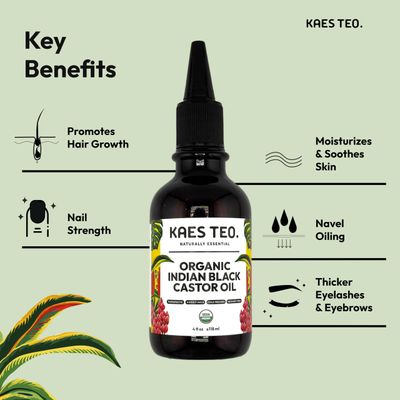 Organic Black Castor Oil Hair Growth Oil, 100% Pure, Hexane Free Cold Pressed - USDA Certified, Skin Care, Nail Care, Scalp Oil, Deep Moisture, Thicker Eyebrows &amp; Eyelashes, Women | Men (4 Fl Oz)