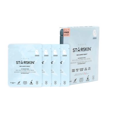 STARSKIN Red Carpet Ready 3+1 Value Set - Bio-Cellulose Face Mask, Hydrating &amp; Smoothening Sheet Mask, Revitalizes Skin in 15 Minutes - 4 x 30ml