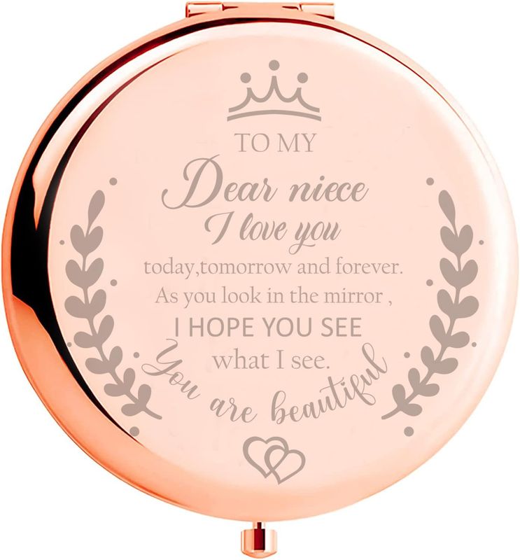 Soulpetals Niece Gifts Compact Mirror for Niece from Aunt to My Niece Makeup Mirror Birthday Gifts for Niece from Auntie Uncle Gifts for Niece Birthday Christmas