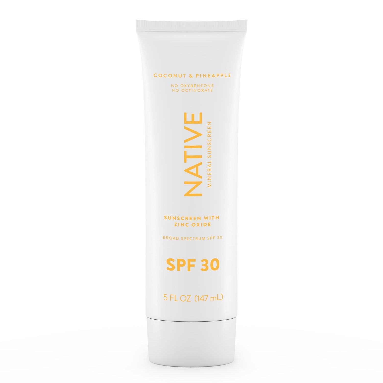 Native Sunscreen SPF 30, Zinc Oxide Dermatologist Tested Suitable for Sensitive Skin &amp; Hawaii Compliant, 5 Ounces | Pineapple &amp; Coconut Scent Sun Protection Lotion, Lightweight &amp; Smooth