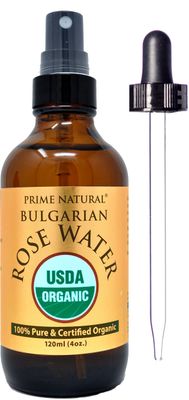 Rose Water Spray 4oz/120ml - USDA Certified Organic - Facial Toner, Hydrating Mist for Face &amp; Hair - Bulgarian, 100% Pure, Natual, Preservative-Free, Moisturizer from Fresh Rose Petals