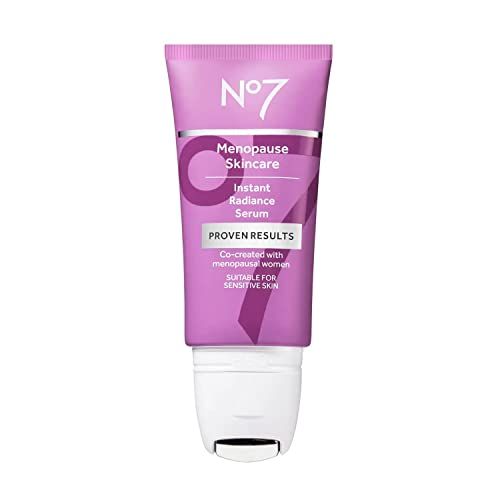 No7 Menopause Skincare Instant Radiance Serum - Hydrating Facial Serum with Hyaluronic Acid + Collagen Peptides for Firmer, Healthier Looking Skin - With Cooling Applicator (30ml)