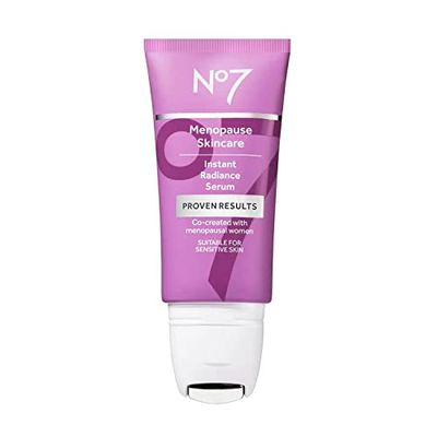 No7 Menopause Skincare Instant Radiance Serum - Hydrating Facial Serum with Hyaluronic Acid + Collagen Peptides for Firmer, Healthier Looking Skin - With Cooling Applicator (30ml)