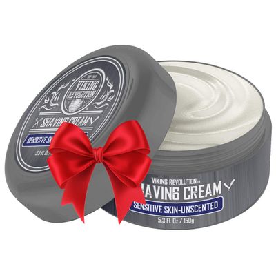 Luxury Shaving Cream for Sensitive Skin- Unscented - Soft, Smooth &amp; Silky Shaving Soap - Rich Lather for the Smoothest Shave - 5.3oz