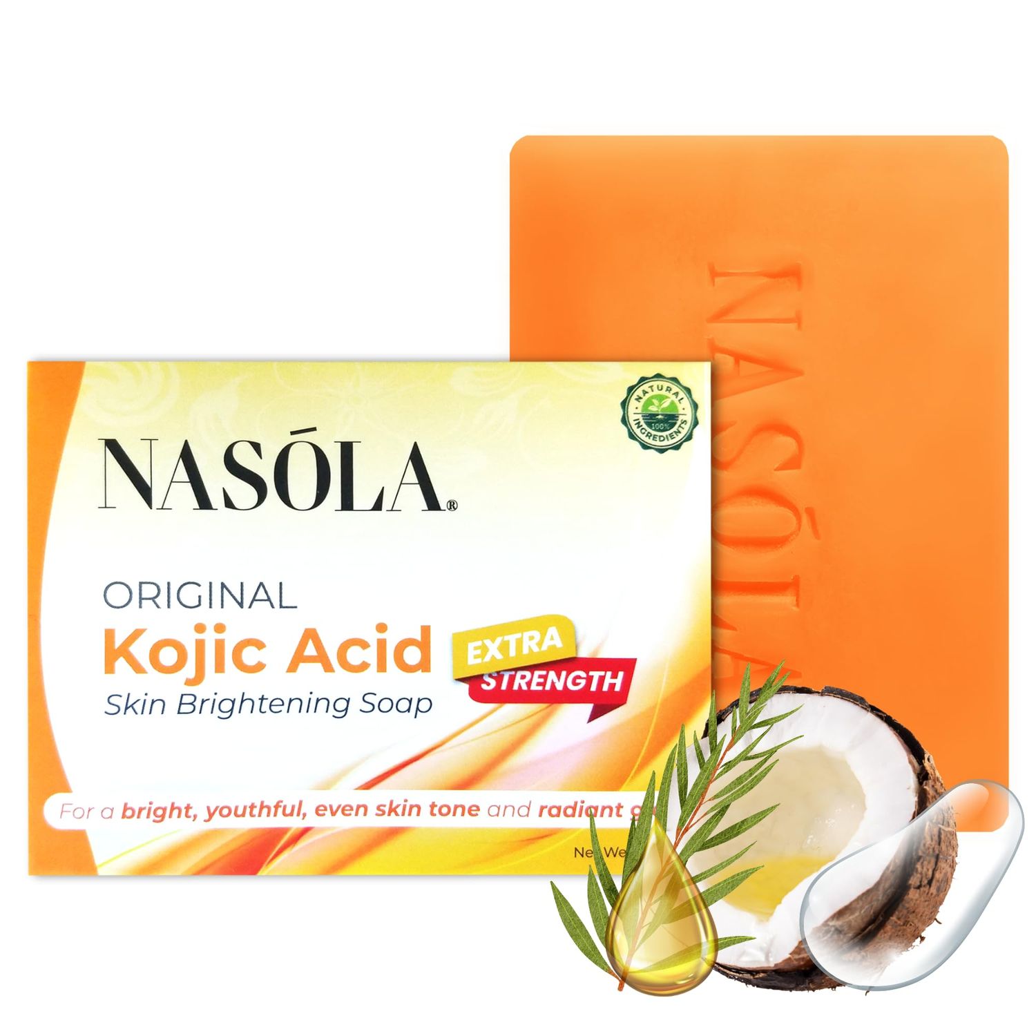 Nasola Kojic Acid Soap for Skin Clarifying, Complexion Revitalization, Radiance Boosting, Face &amp; Body, Underarm &amp; Armpit