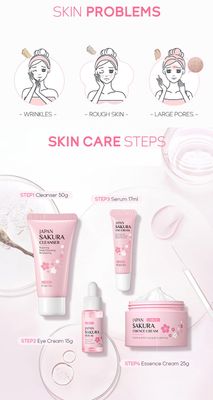 Skin Daily Skincare Set Gentle Skin Cleaning &amp; Care Teenage Girls and Women Gift Set Includes Cleanser Serum Essence Eye Cream (4PCS)