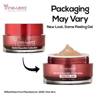 Vine Vera Merlot Peeling Gel - Face Scrub Peel to Gently Exfoliate Skin - Vine Vera Products for All Skin Types - Resveratrol Skin Care Products from the Vine Vera Collection - 50 Ml / 1.69 Fl Oz.