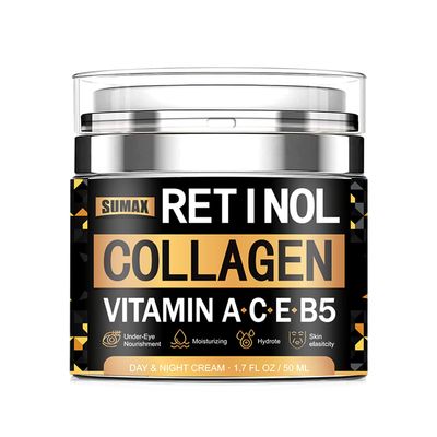 Men&#39;s Retinol Collagen Moisturizer Cream,Daily Hydration Face Lotion for Men,Skin Firming and Tightening,Age Effect Facial Skin Care Night Cream for Oily, Dry, and Sensitive Skin (50ml)