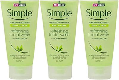 Simple Kind to Skin Refreshing Facial Gel Wash, 5.07 Ounce / 150 Ml (Pack of 3)