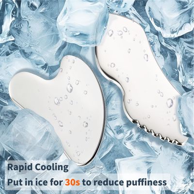 LeMeeOly 2Pcs Gua Sha Facial Tools Stainless Steel, Detailer GuaSha Set for Face Neck, Natural Skin Care Metal Gua Sha Lymphatic Drainage Face Massage Tool, Gift for Women