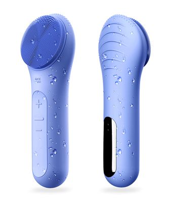 NgraCoola CLIE Facial Cleansing Brush, Waterproof and Rechargeable Face Scrub Brush for Men &amp; Women, Cleansing, Exfoliating and Massaging, Electric Face Scrubber - Blue
