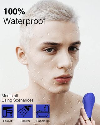 NgraCoola CLIE Facial Cleansing Brush, Waterproof and Rechargeable Face Scrub Brush for Men &amp; Women, Cleansing, Exfoliating and Massaging, Electric Face Scrubber - Blue
