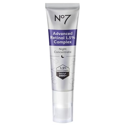 No7 Advanced Retinol Complex Night Concentrate - Slow Release Retinol Serum Complex + Peptide Matrixyl 3000+ Boosted Overnight Anti-Aging Retinol Concentrate for Smoother, Softer Skin (1oz)