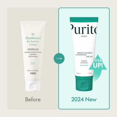 PURITO Mighty Bamboo Panthenol Cream, Glow Cream, Skin Barrier Repair, for All Skin Types, Daily Face Moisturizer, Glass skin, Vegan & Cruelty-Free, Korean Skin Care 3.38fl.oz / 100ml