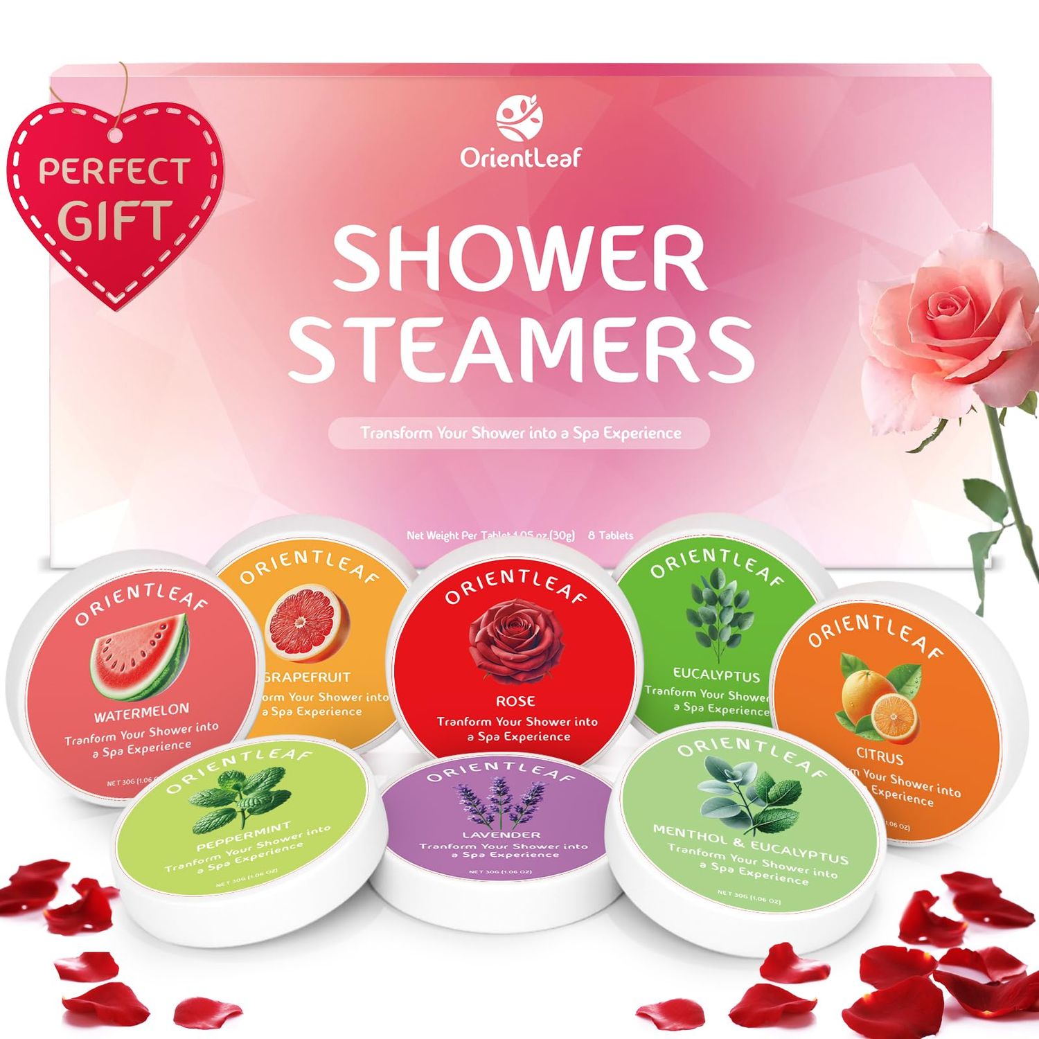 Shower Steamers Aromatherapy, Valentines Day Gifts for Her, Self Care Birthday Gifts for Women, 8 Pack Stocking Stuffers Christmas Gifts for Mom Men Teen Girls Adults, Stress Relief Shower Bombs