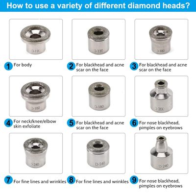 ZEIZOMZER Diamond Dermabrasion Head, Facial Microdermabrasion Tool, Diamond Dermabrasion Replacement Tips, Microdermabrasion Machine Accessories 9 Tips