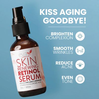 Retinol Serum for Face with Hyaluronic Acid & Vitamin E - For Anti-Aging, Fine Lines, Wrinkles, Resurfacing, Acne Marks and Scars, Skin Brightening, Dark Spot Correction Night Serum - 2oz