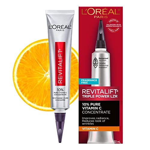 L&#39;Oreal Paris Revitalift 10% Pure Vitamin C Face Serum, Brighter Skin, Reduced Wrinkles, Fragrance Free 1 0z.