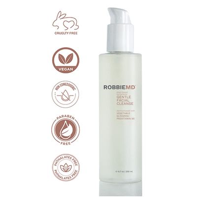 RobbieMD Gentle Facial Cleanse Gel Based Cleanser, Plant Based Surfactants and Provitamin B5 (6.7 oz/200 ml)