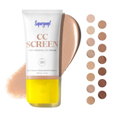 Supergoop! CC Screen - SPF 50 PA++++ CC Cream, 100% Mineral Color-Corrector &amp; Broad Spectrum Sunscreen - Tinted Moisturizer, Concealer &amp; Buildable Coverage Foundation - 1.6 fl oz