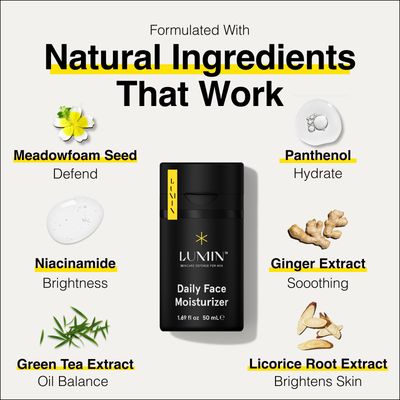 Lumin - Daily Face Moisturizer for Men - with niacinamide, Mens Face Lotion, Mens Skin Care, Ideal for normal &amp; combination skin, 50ml, 1-Pack