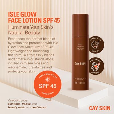 Isle Glow Face Moisturizer with SPF 45 (1.52 oz) - Skincare Moisturizer w/Sea Moss, Hydrating Nectar, Niacinamide, &amp; More - Vegan Daily Facial Moisturizer - Moisturizer Face Cream for All Skin Types