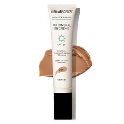 MDSolarSciences MD Mineral BB Crme SPF 50 (Light) - Beauty Balm Sunscreen for Face - Vegan Broad Spectrum UV Protection - Blendable Tinted Cream - Smooth, Natural Matte Finish, 1.23 Oz