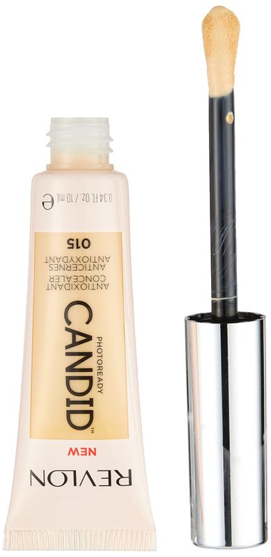 Revlon Concealer Stick, PhotoReady Candid Face Makeup with Anti-Pollution &amp; Antioxidant Ingredients, Longwear Medium-Full Coverage Infused with Caffine,Natural Finish,Oil Free,015 Light, 0.34 Fl Oz