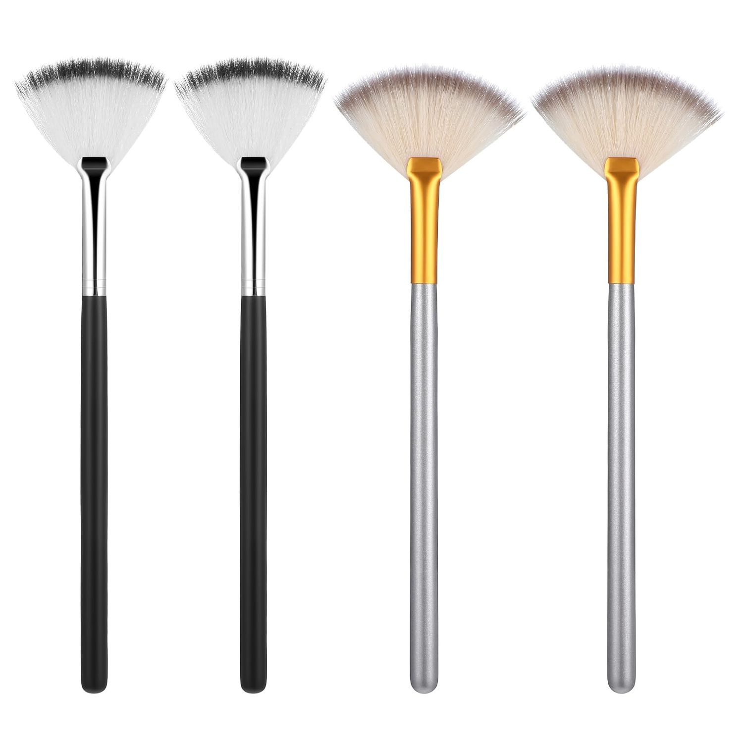 JIYIN 4 Pcs Facial Brushes Fan Mask Brushes, Face Mask Brush Soft Facial Applicator Brushes Tools for Peel Glycolic Mask Esthetician Makeup Brush