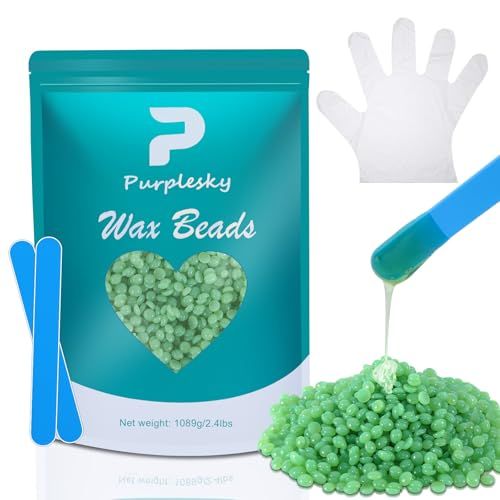 Wax Beads for Hair Removal, 2.4 Lbs Coarse Hard Wax Beads, Bikini Waxing Beads for Sensitive Skin, Brazilian, Leg, Face, Armpit, Home Waxing with Silicone Waxing Stick (Aloe)