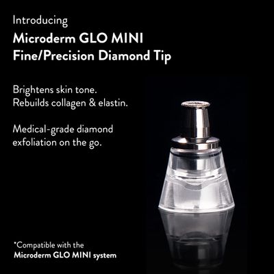Microderm GLO MINI Premium Diamond Microdermabrasion Tips by Microderm GLO - Medical Grade Stainless Steel Accessories, Patented Safe3D Technology, Safe for All Skin Types. (Fine/Precision)