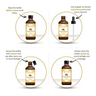 Siva Papaya Seed Oil 4oz (118ml) Premium Cold-Pressed Carrier Oil with Dropper for Face, Skin Care, Body Massage, Hair Care, Hair Oiling &amp; Scalp Massage