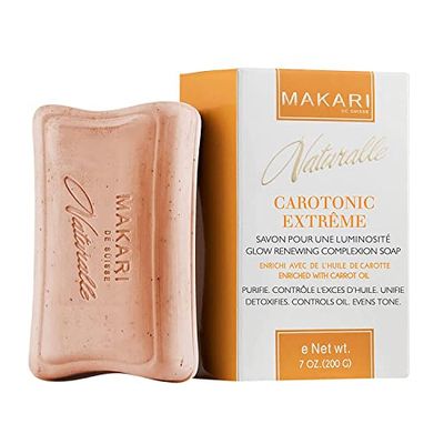 Makari Naturalle Carotonic Extreme Toning Soap | Skin Illuminating and Oil-Controlling Bar | Prevents Breakouts | Promotes Even Skin Tone | For Combination, Oily, and Acne-Prone Skin (7oz)