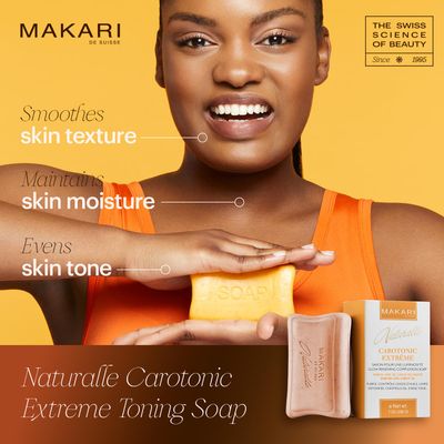 Makari Naturalle Carotonic Extreme Toning Soap | Skin Illuminating and Oil-Controlling Bar | Prevents Breakouts | Promotes Even Skin Tone | For Combination, Oily, and Acne-Prone Skin (7oz)